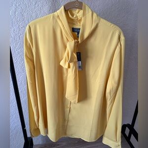 The Limited Yellow Tie-Neck Blouse